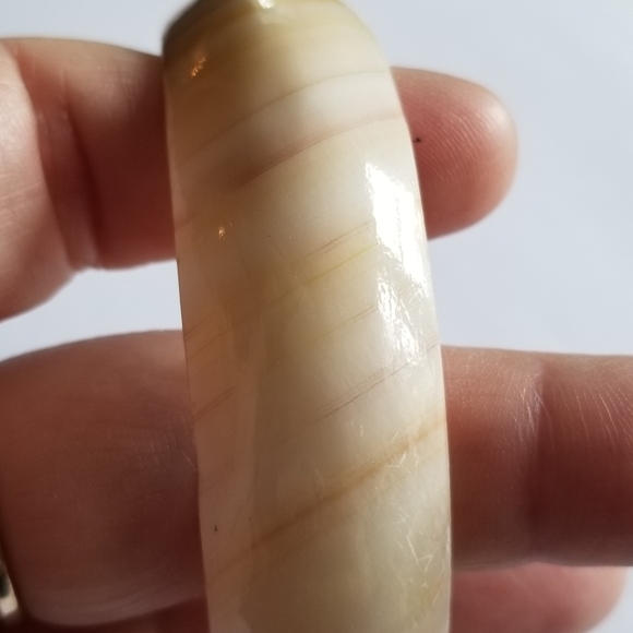 Relisted - Vintage bangle bracelet banded striped cream peach yellow tan - Picture 14 of 16